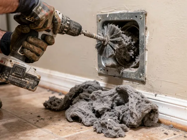 Certified Norwich Dryer Vent Cleaning technician performing dryer vent cleaning in Norwich