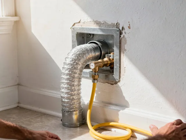 Norwich Dryer Vent Cleaning certified technician performing specialized gas dryer vent cleaning in Norwich